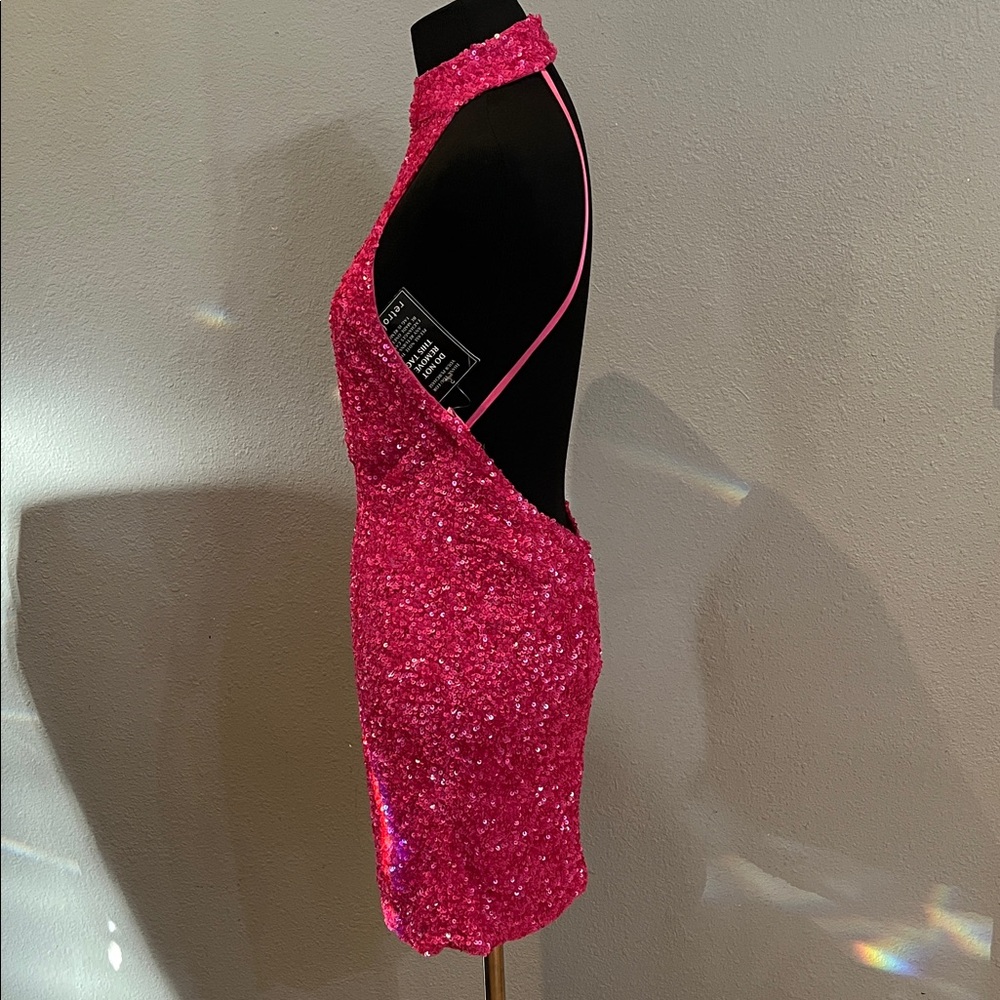 Retrofete OLIVIA SEQUIN MINI DRESS Sunset pink S - Picture 9 of 17
